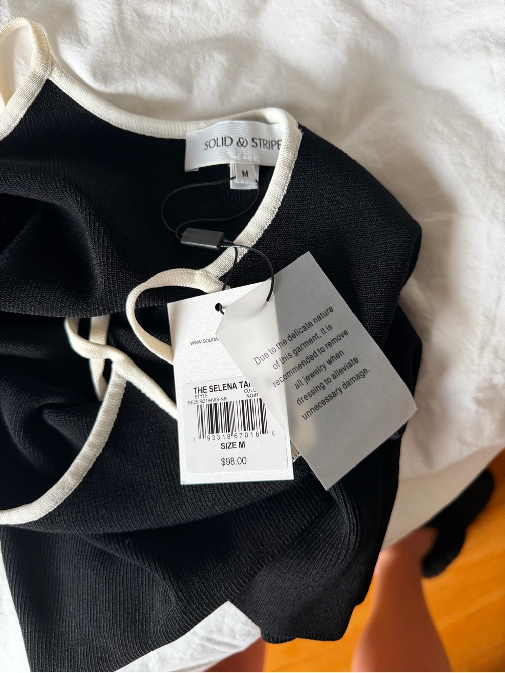 SOLID & STRIPED Black Skirt with Cream Trim